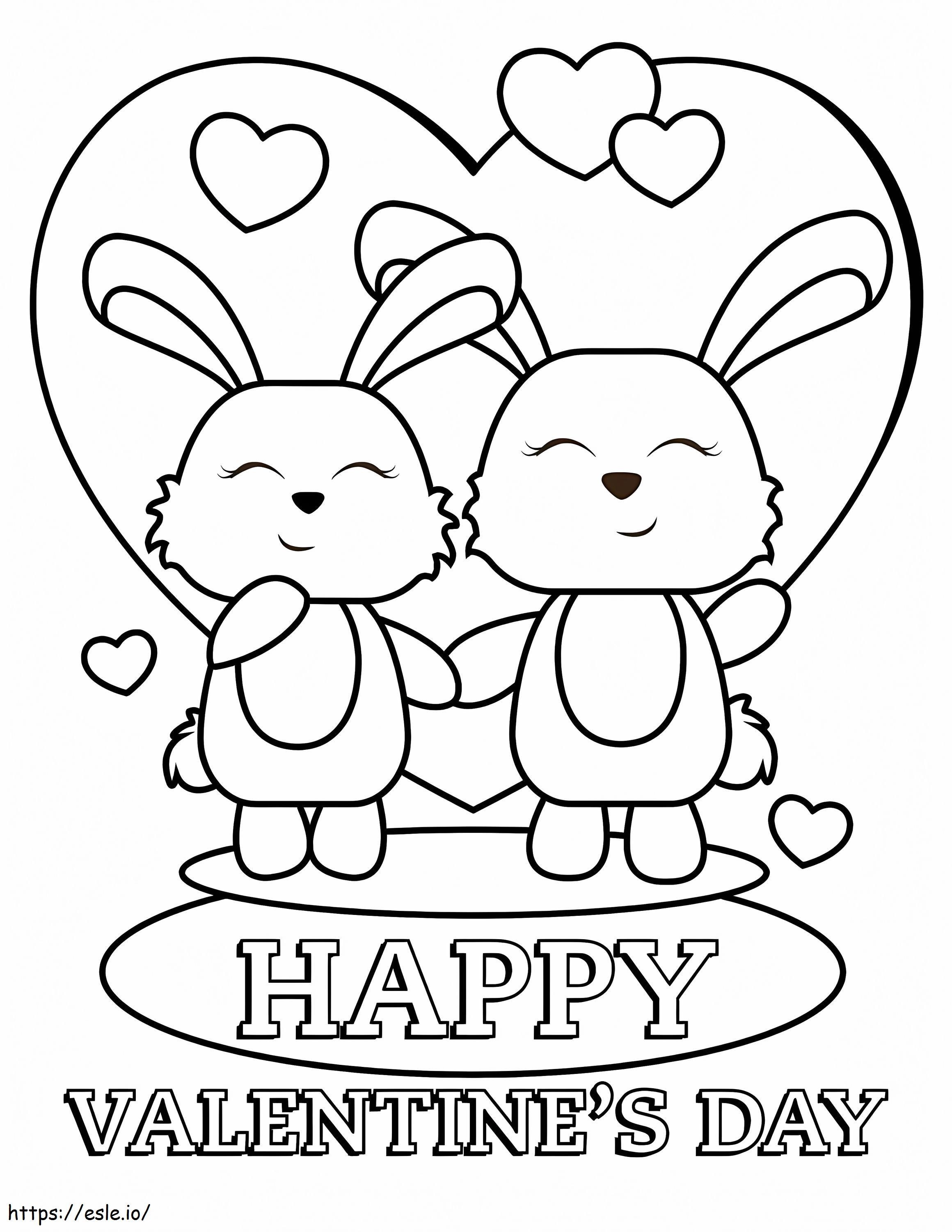 Valentine Bunnies coloring page
