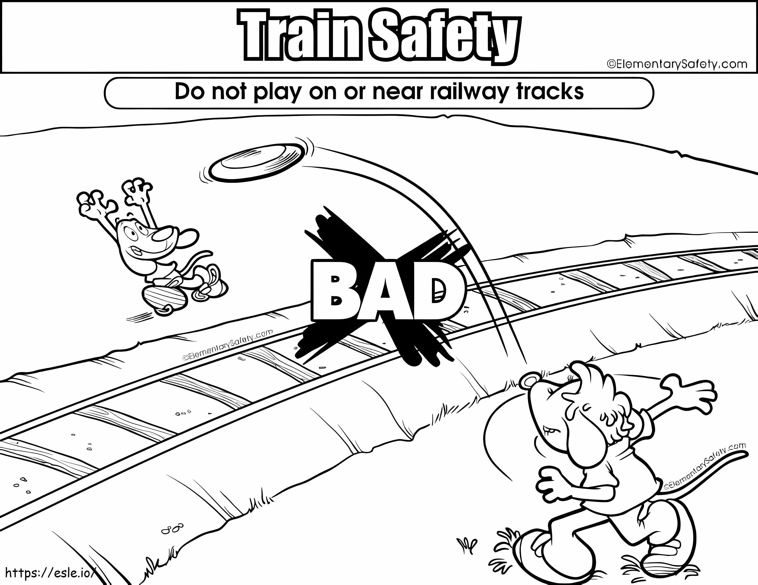 Älä pelaa lähellä rautateitä värityskuva