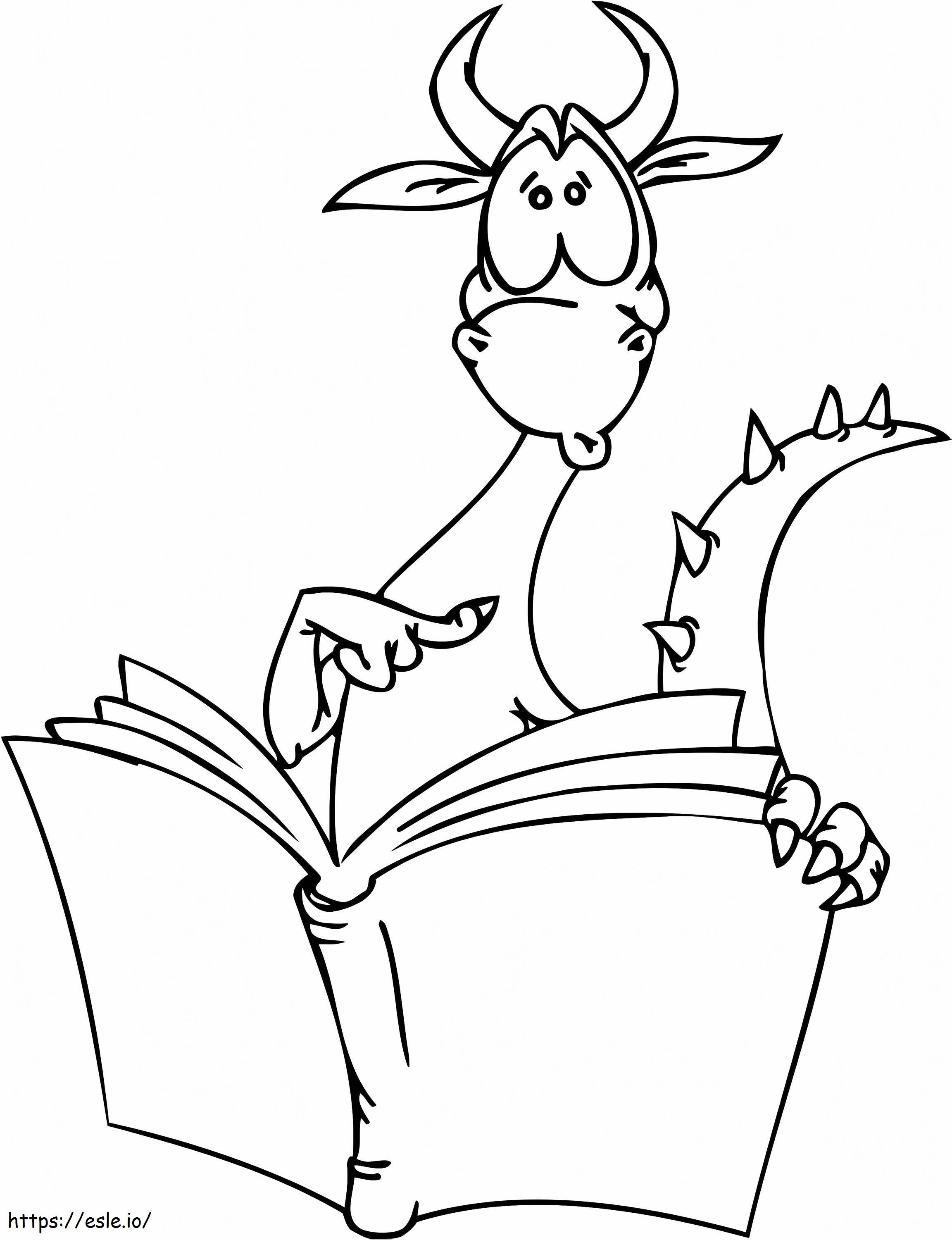 Dragon With Book coloring page