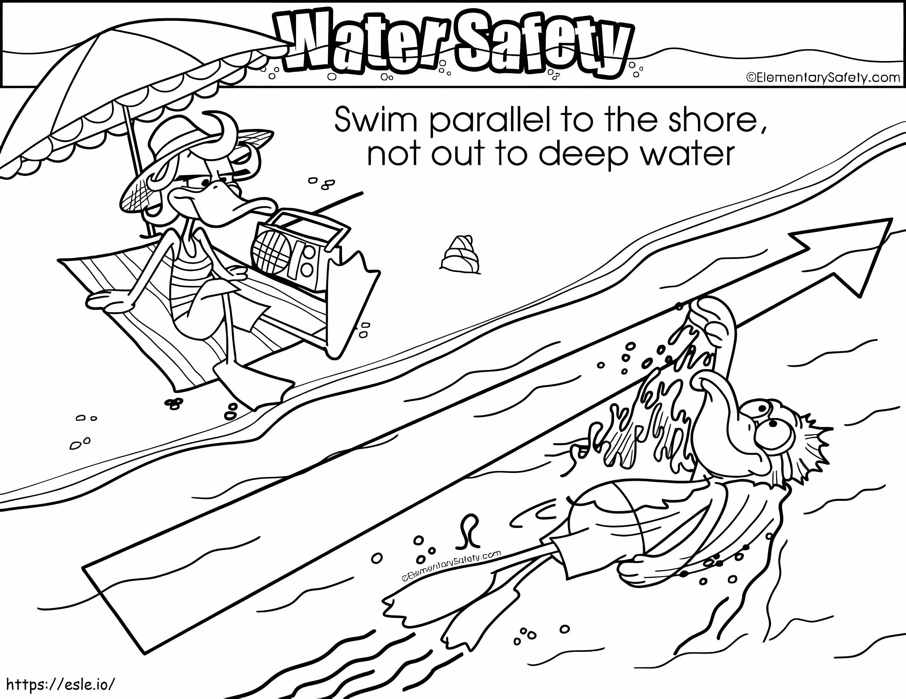 安全な遊泳路 ぬりえ - 塗り絵