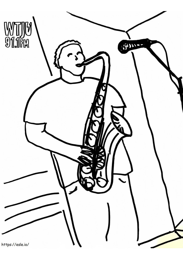 Chico saxofonista para colorear