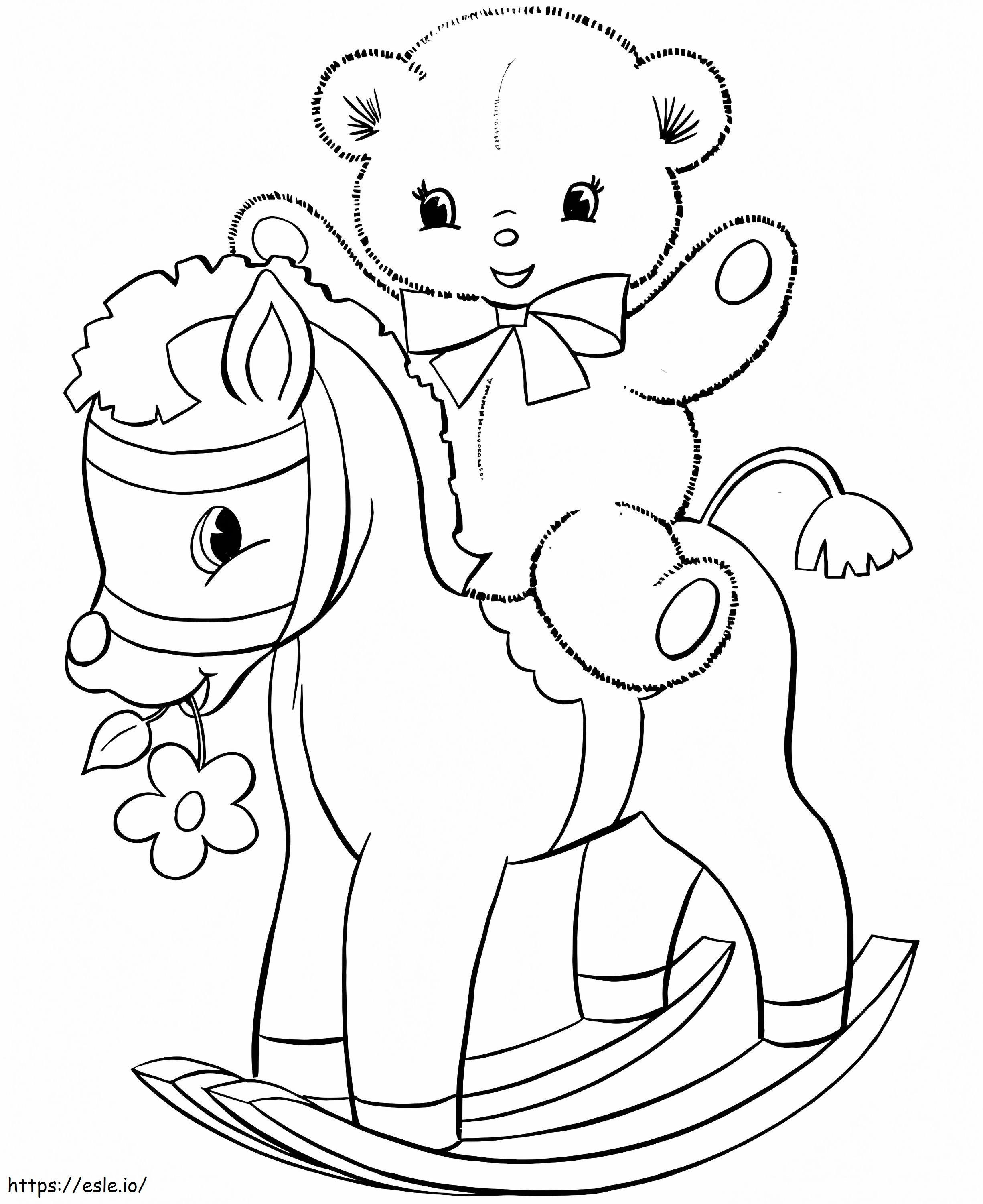 Rocking Horse And Teddy Bear coloring page