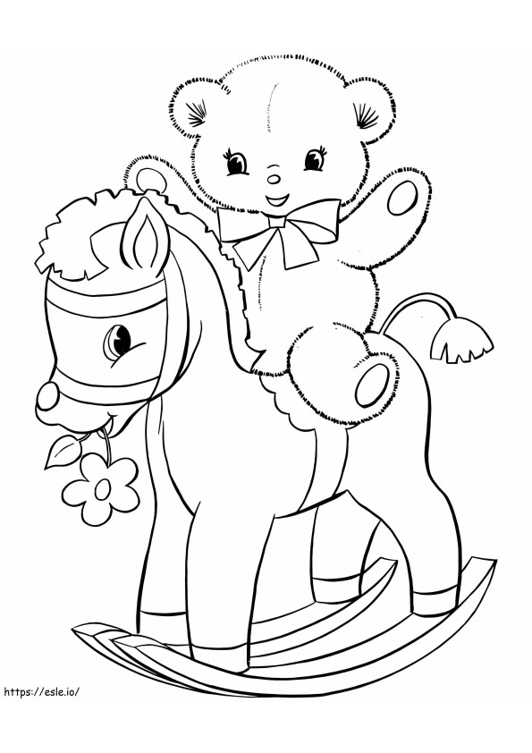 Rocking Horse And Teddy Bear coloring page