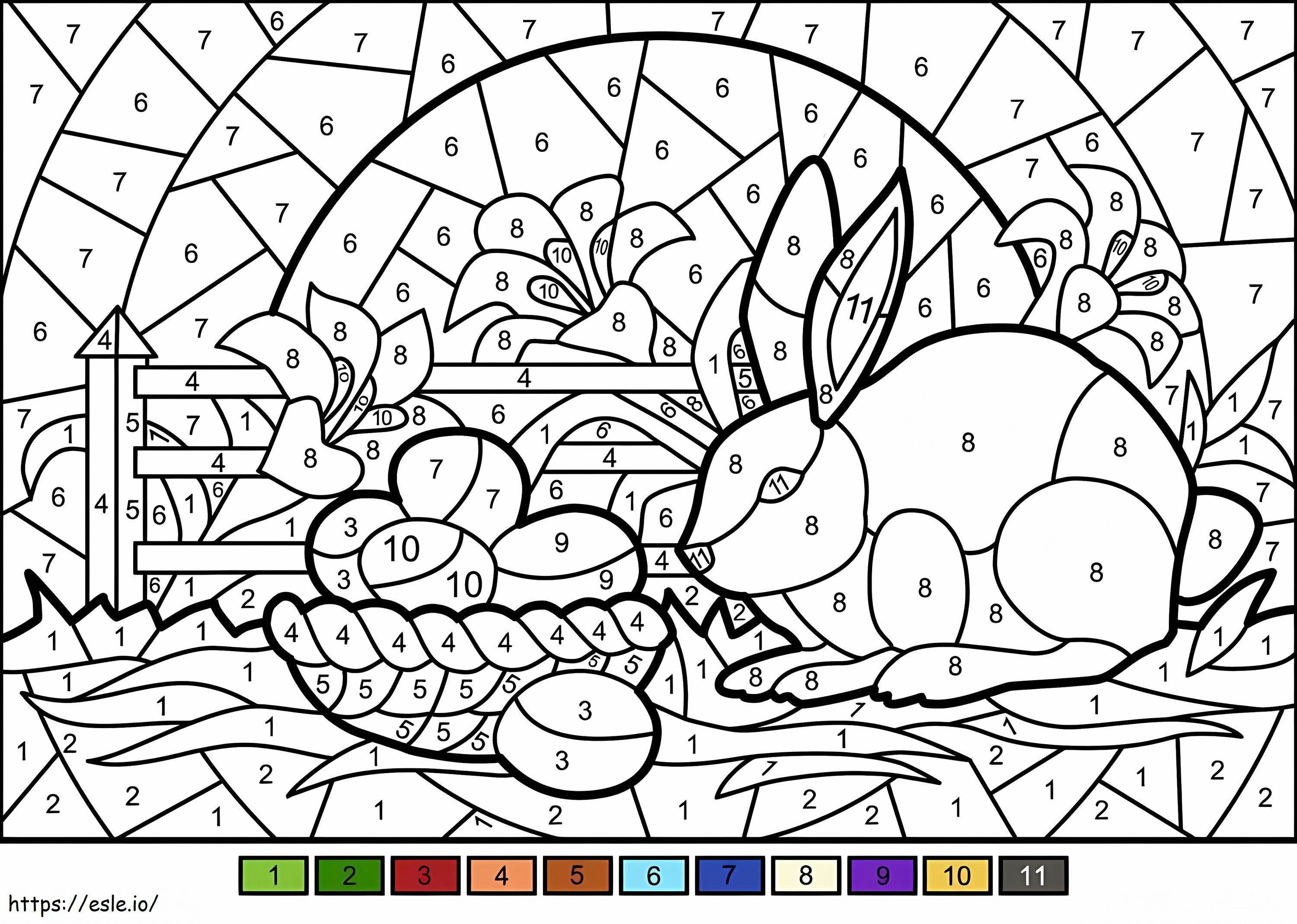 Wielkanocny królik i jajka kolorują według numerów kolorowanka