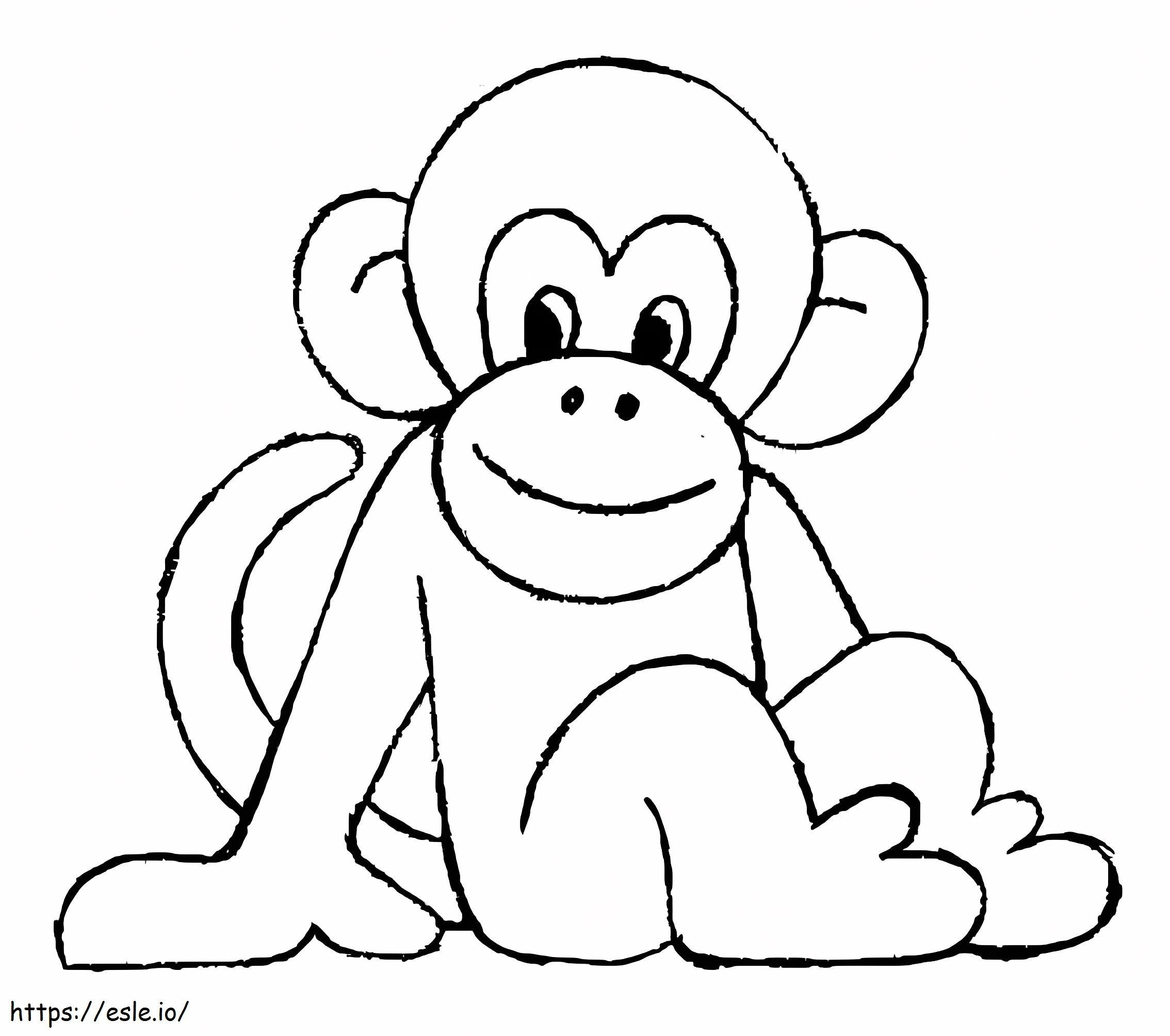Yksinkertainen apina värityskuva