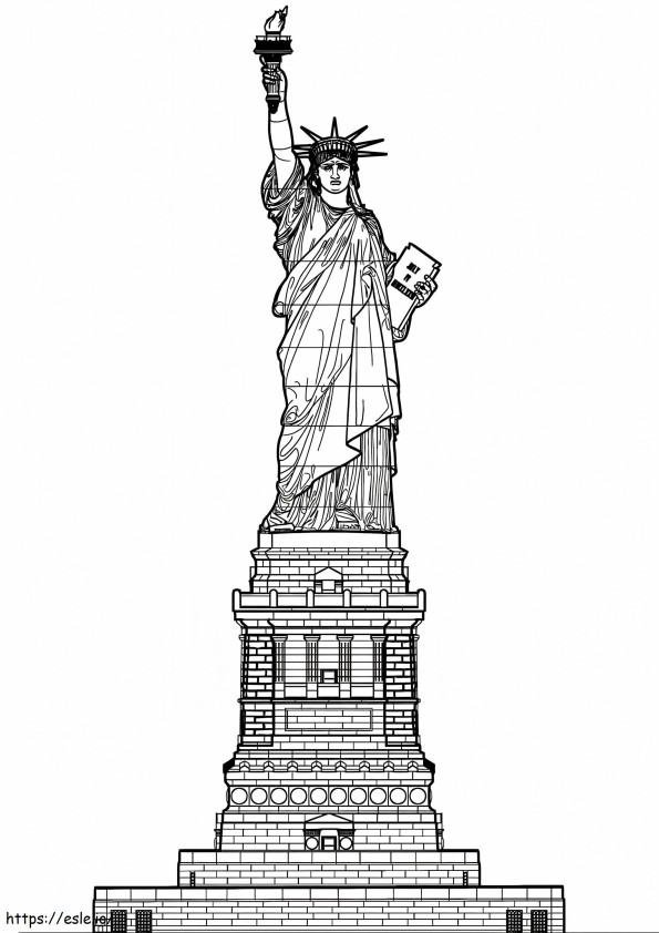 Statua Della Libertà Con Piedistallo da colorare