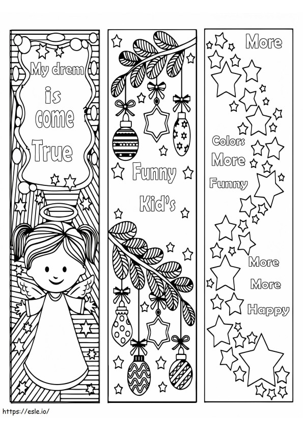 Marcapáginas de bolas de ángel y estrellas para niños para colorear