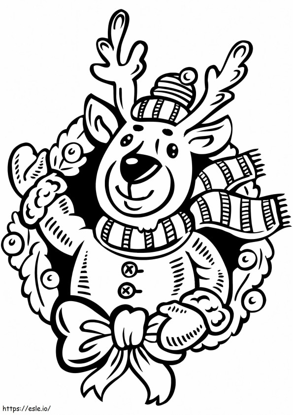Wreath With Reindeer coloring page