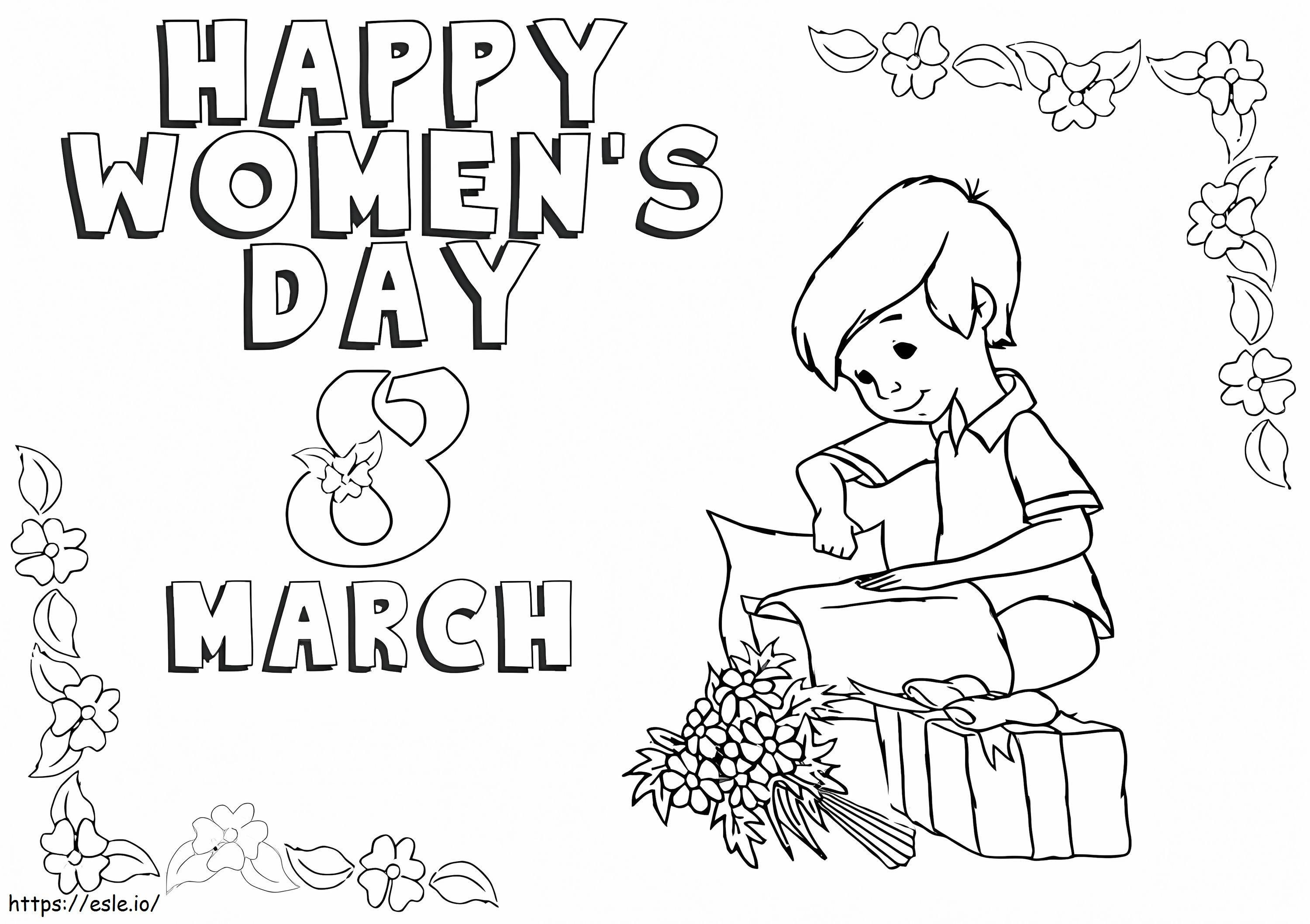 Coloriage Journée de la femme le 1er mars à imprimer dessin