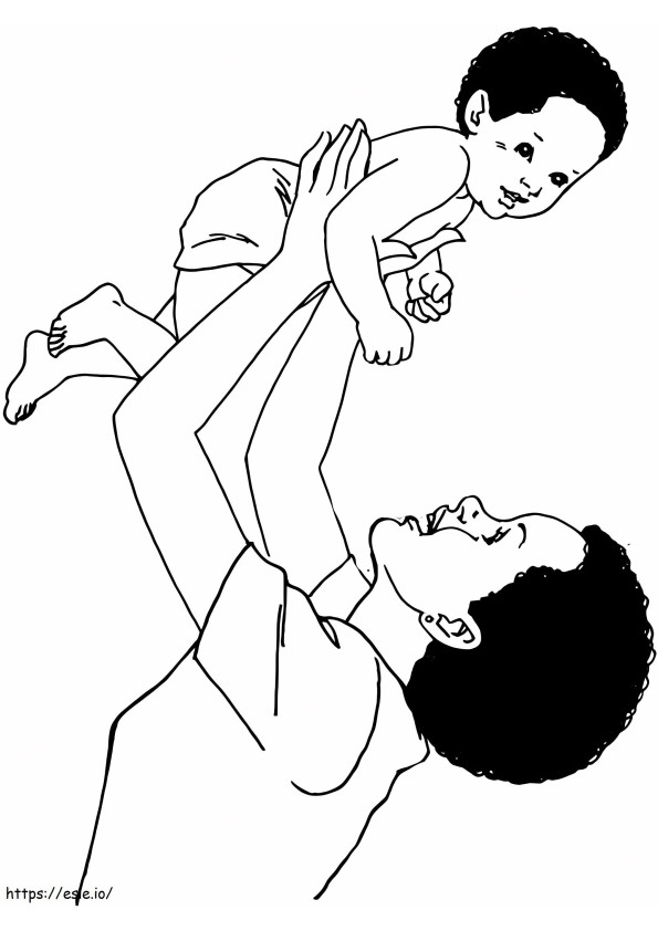 Coloriage Maman avec fils à imprimer dessin