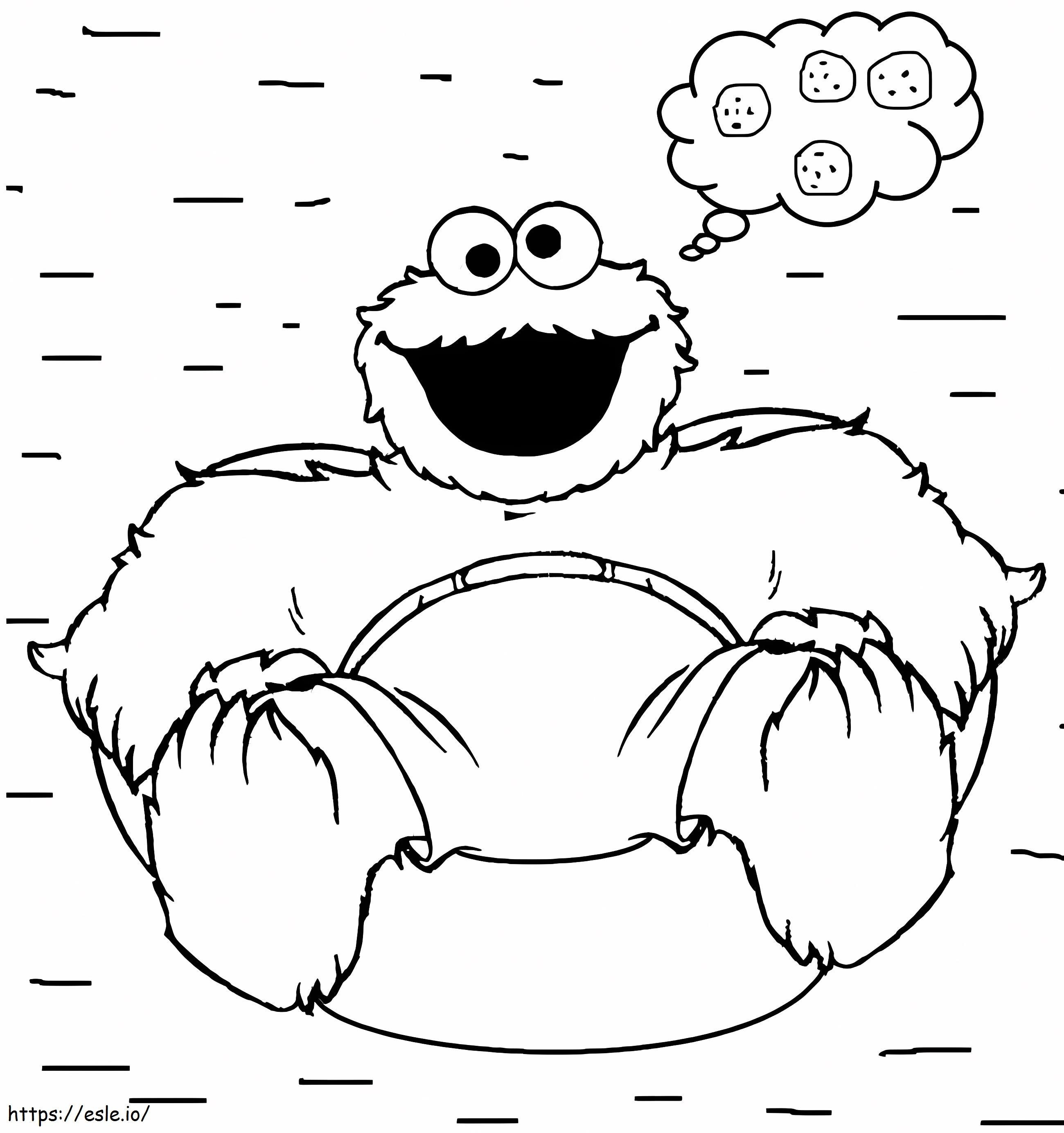 Cookie Monster Swimming coloring page
