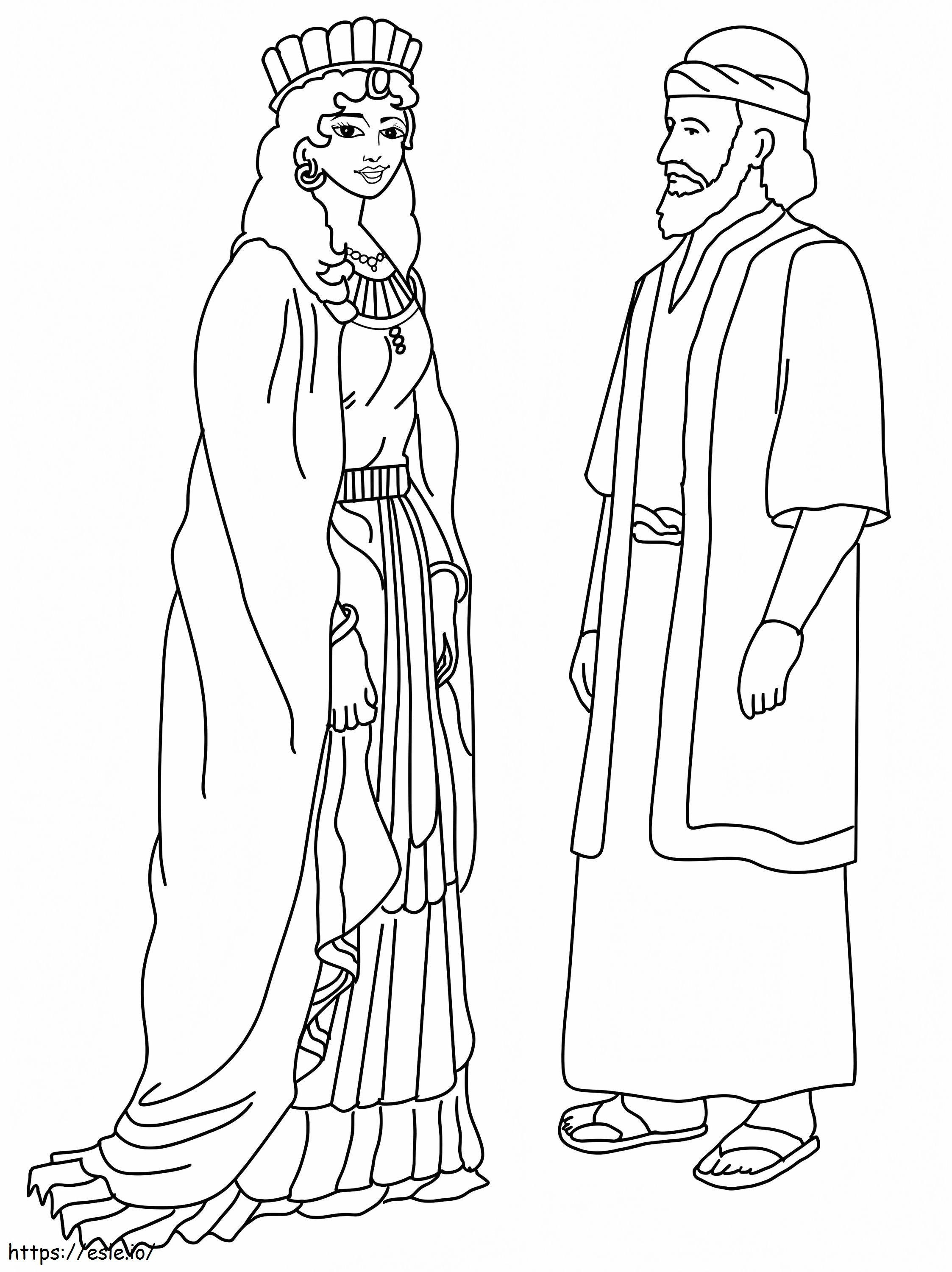 Kuningatar Ester ja Mordokai värityskuva