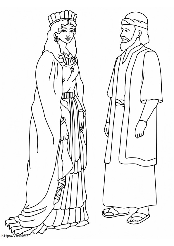 Koningin Esther en Mordechai kleurplaat