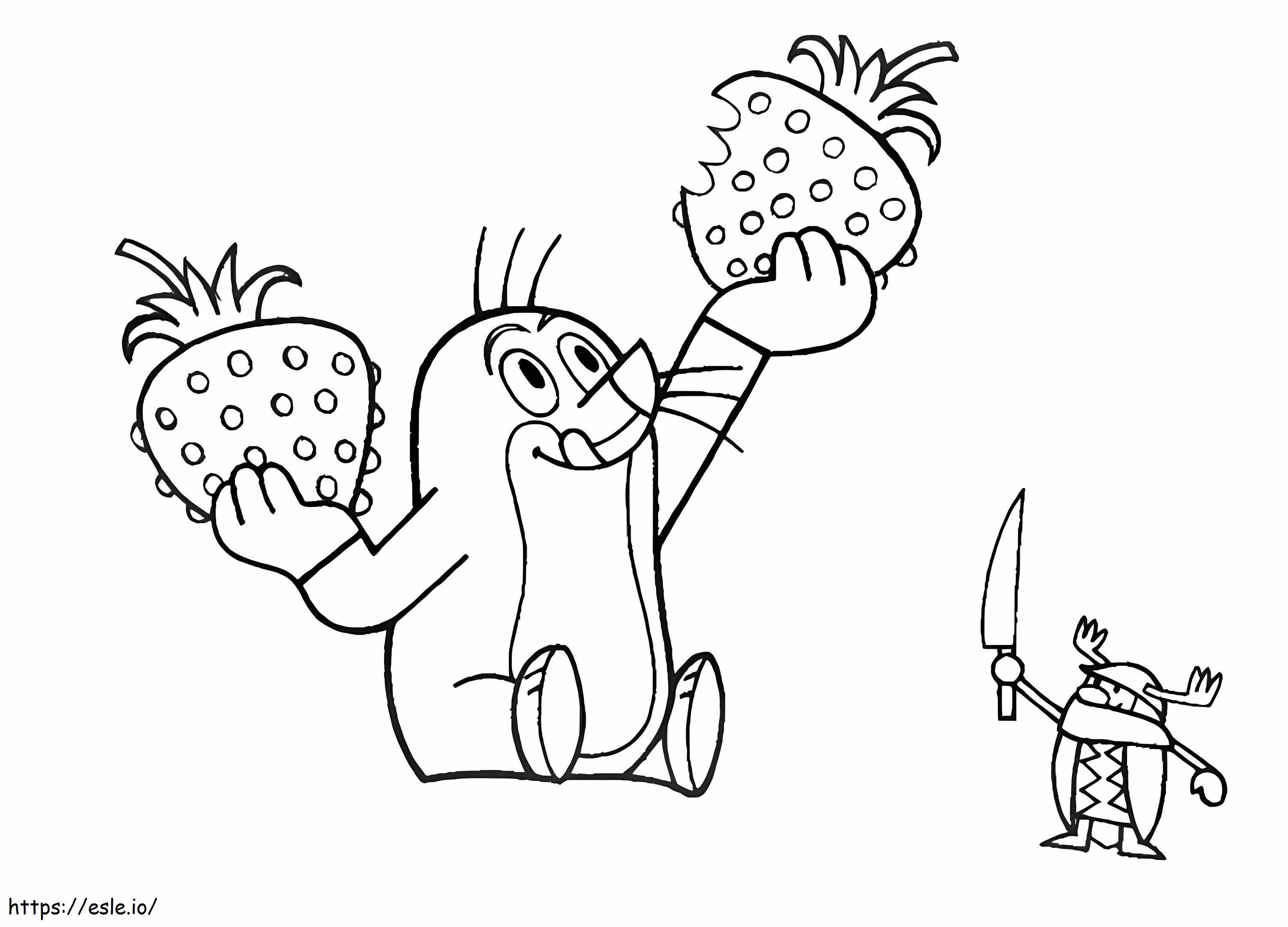 Krtek And Strawberries coloring page