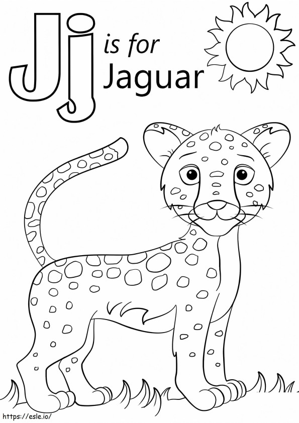 Coloriage Lettre J de Jaguar à imprimer dessin