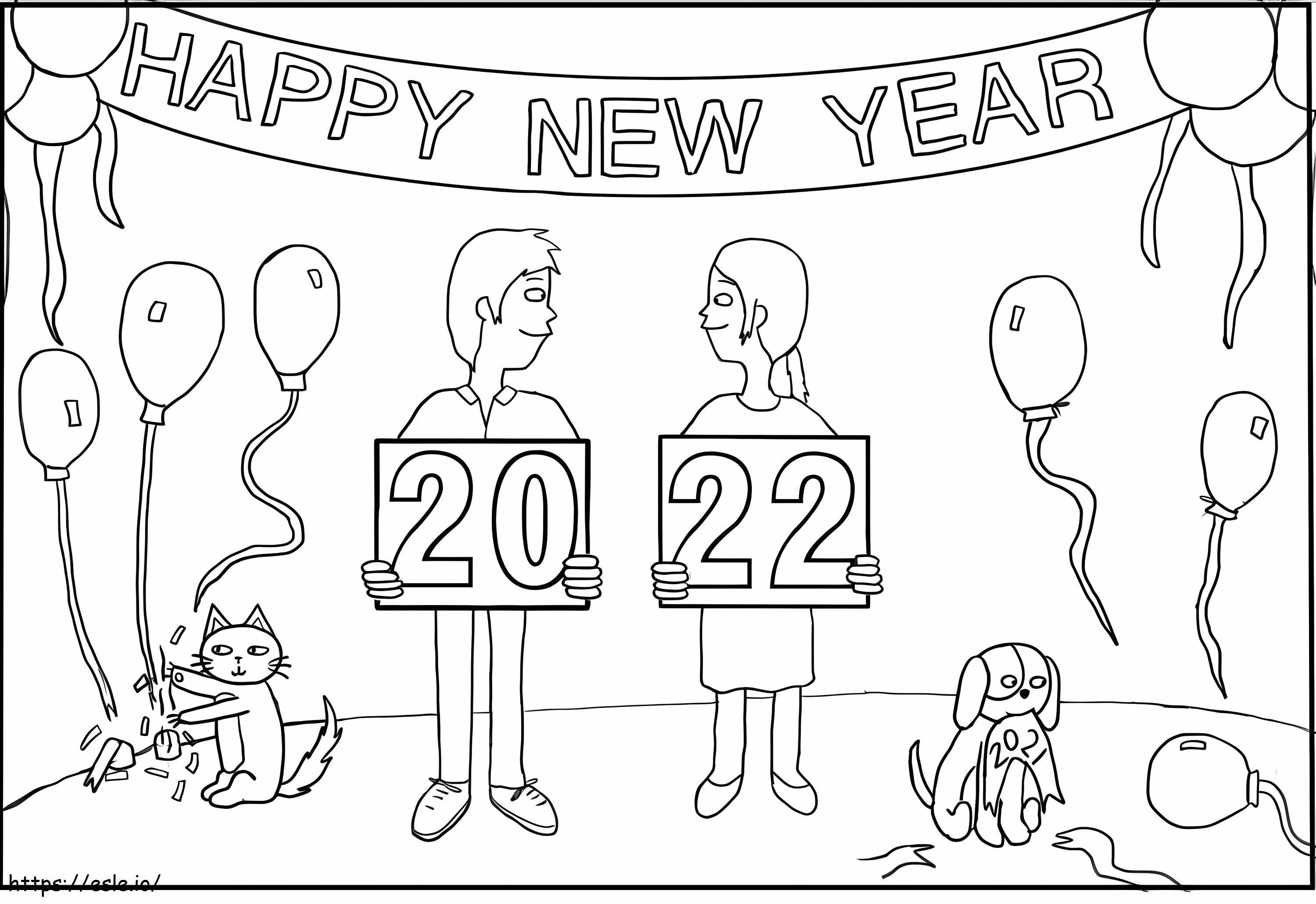 Coloriage Fête du Nouvel An 2022 à imprimer dessin