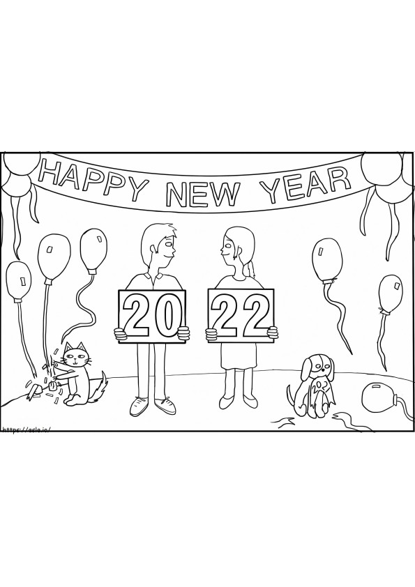 Pesta Tahun Baru 2022 Gambar Mewarnai