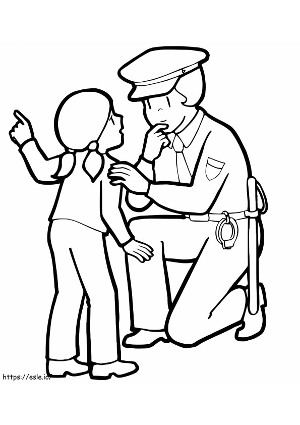 Police And Girl coloring page