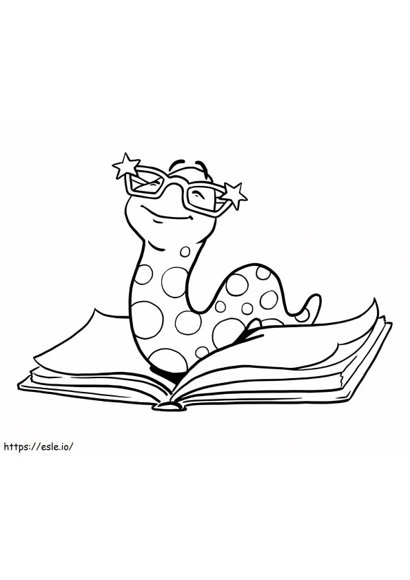 Coloriage Serpent souriant sur un livre à imprimer dessin