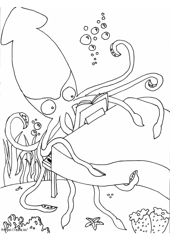 Cartoon Squid coloring page