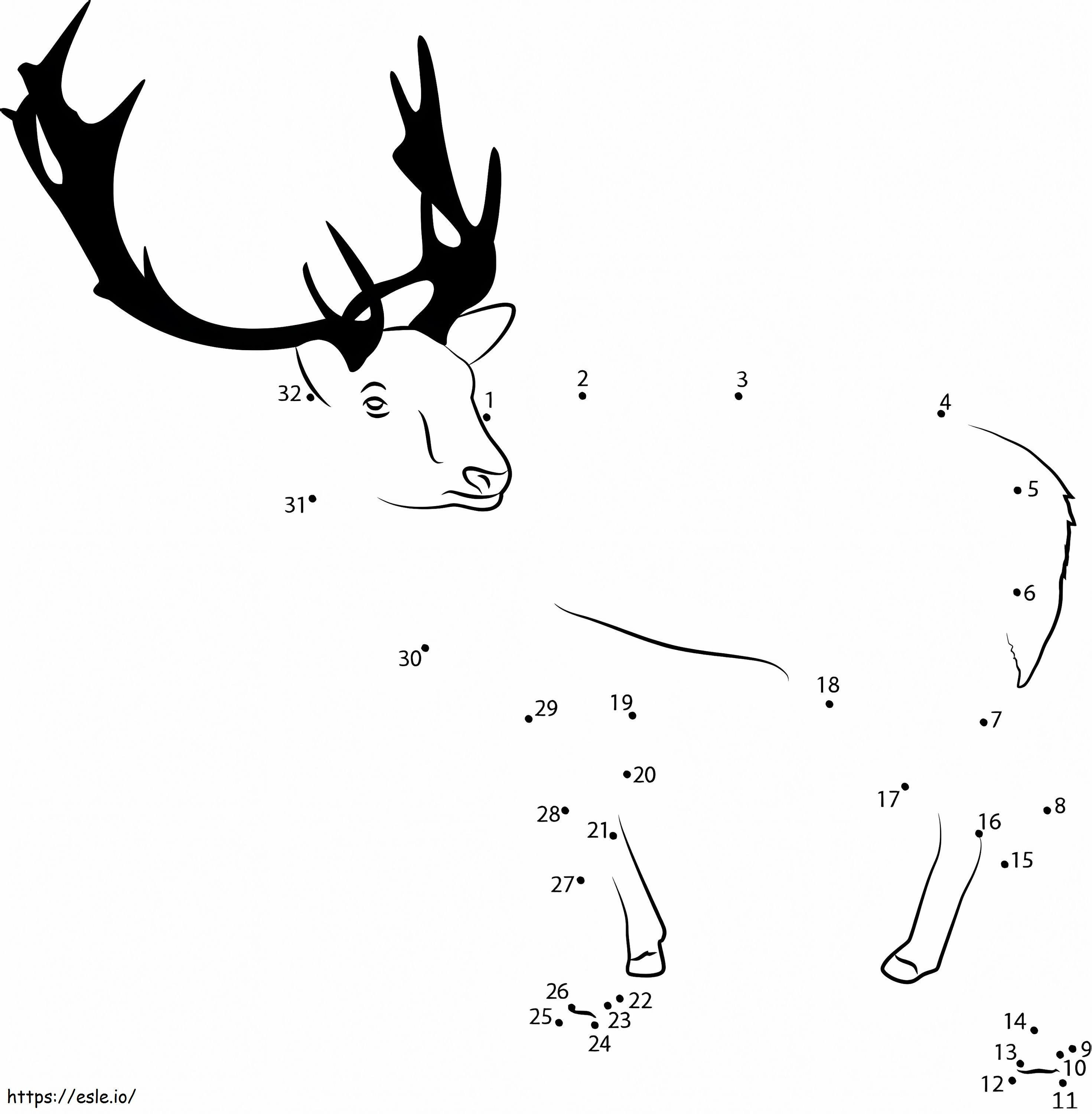 Coloriage Point à points de renne gratuit à imprimer dessin