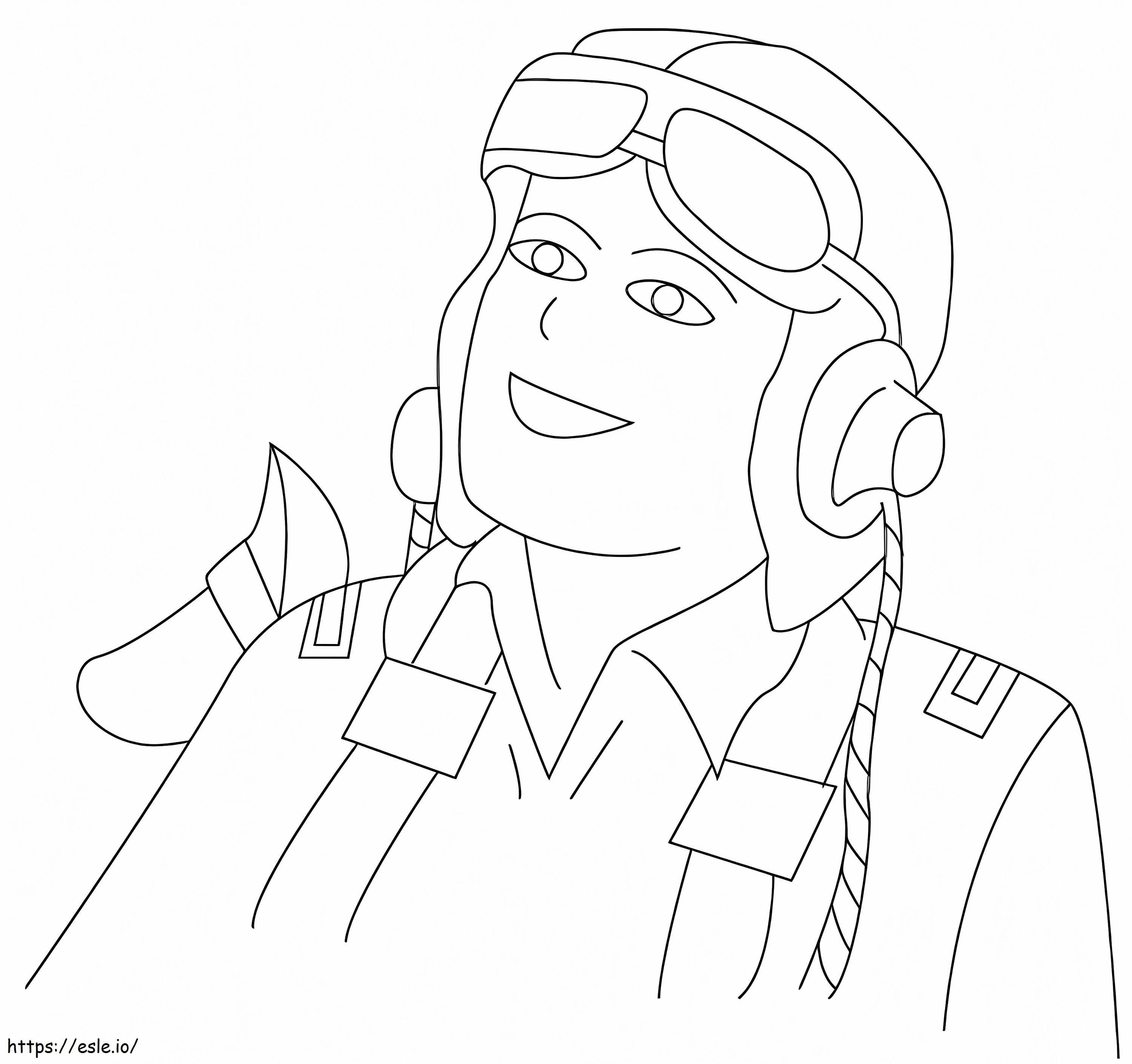 パイロットの笑顔 ぬりえ - 塗り絵