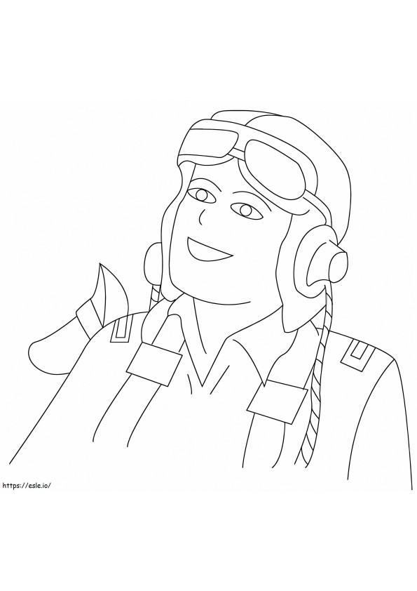 Piloot glimlachend kleurplaat