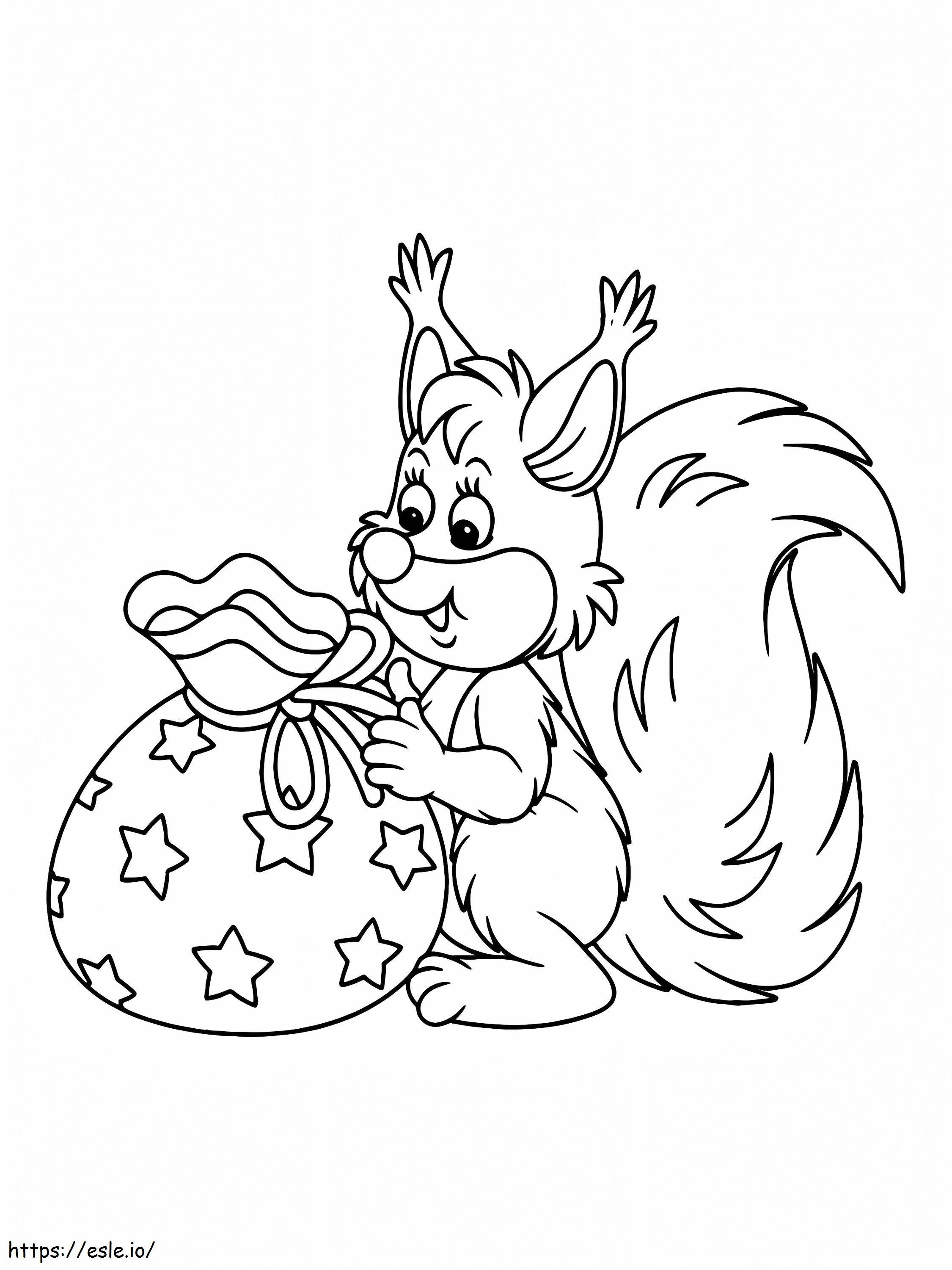 Coloriage Écureuil de Noël à imprimer dessin
