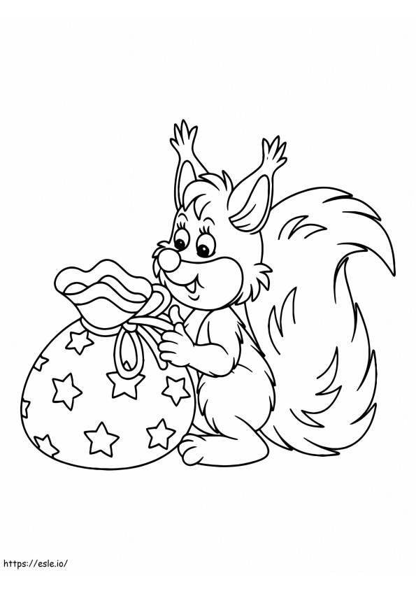 Coloriage Écureuil de Noël à imprimer dessin