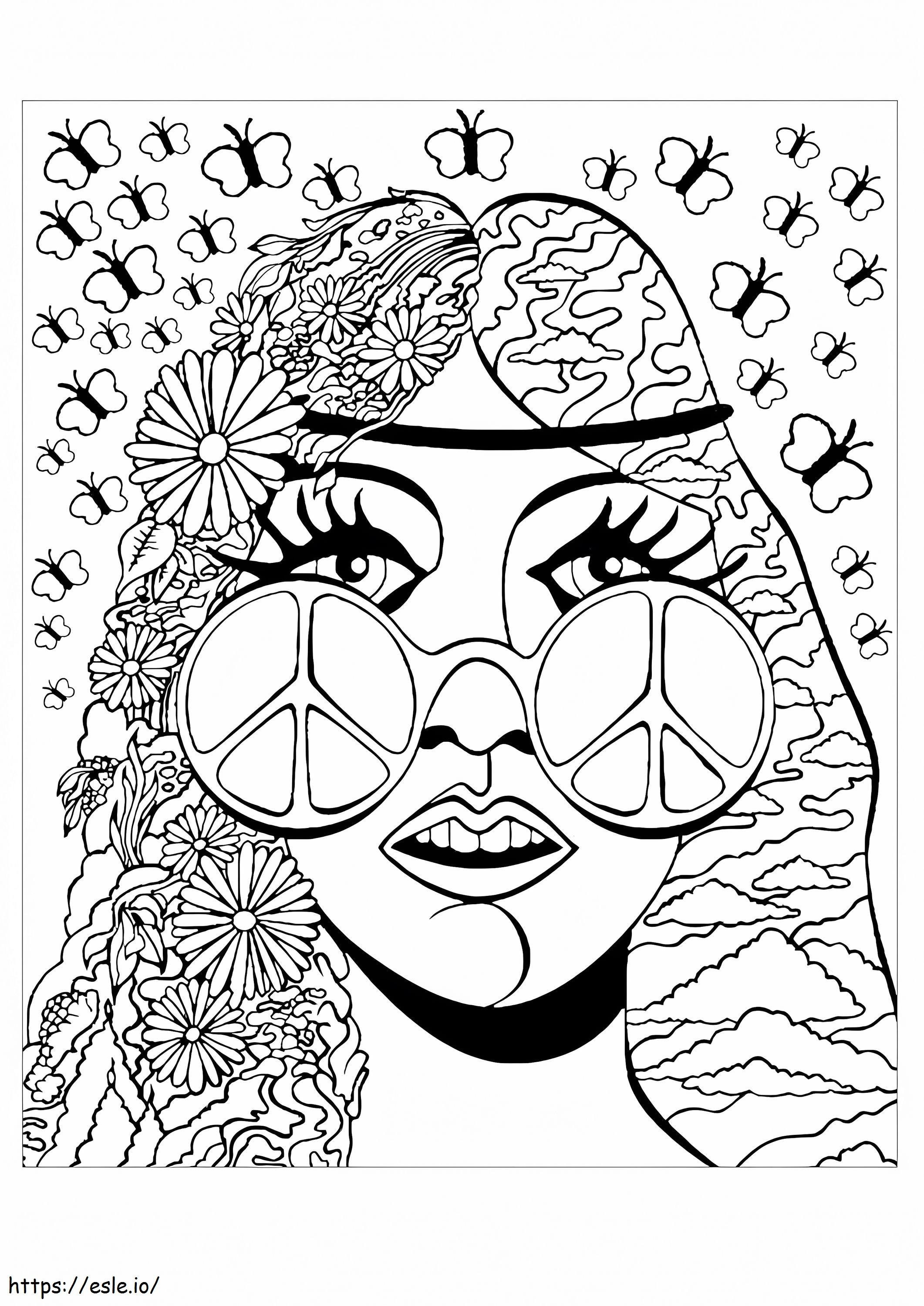 Coloriage Fille hippie cool 1 à imprimer dessin