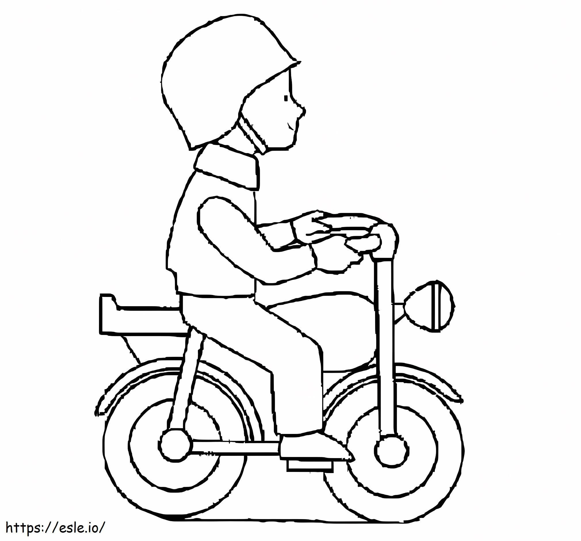 バイクに乗る少年 ぬりえ - 塗り絵
