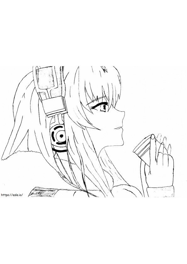 Girl And Headphones coloring page