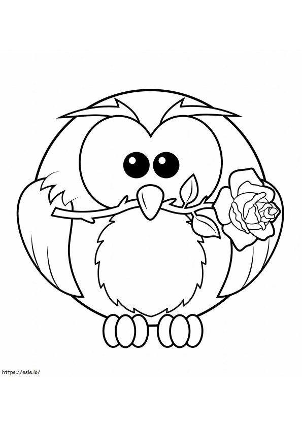 1543025838 Owl With Rose For Of Owls coloring page