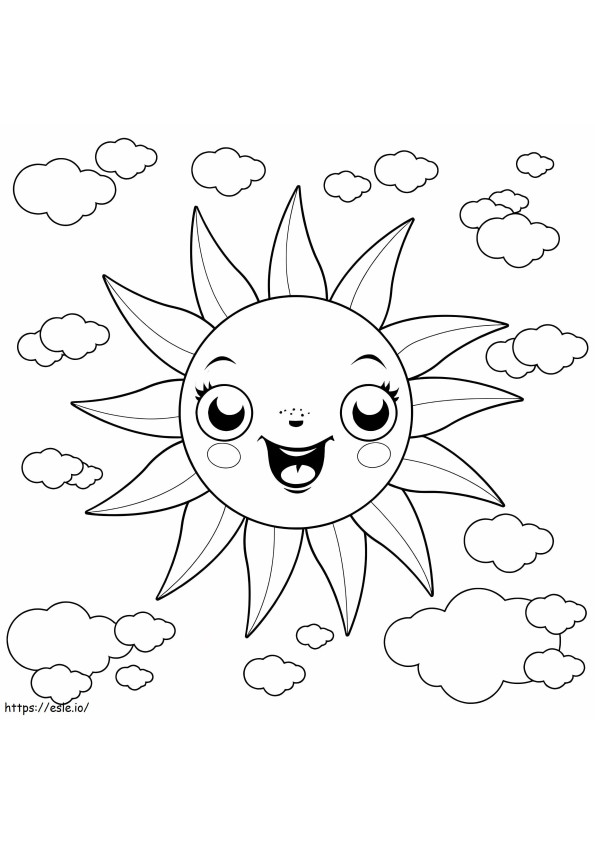 Nice Sun With Clouds coloring page