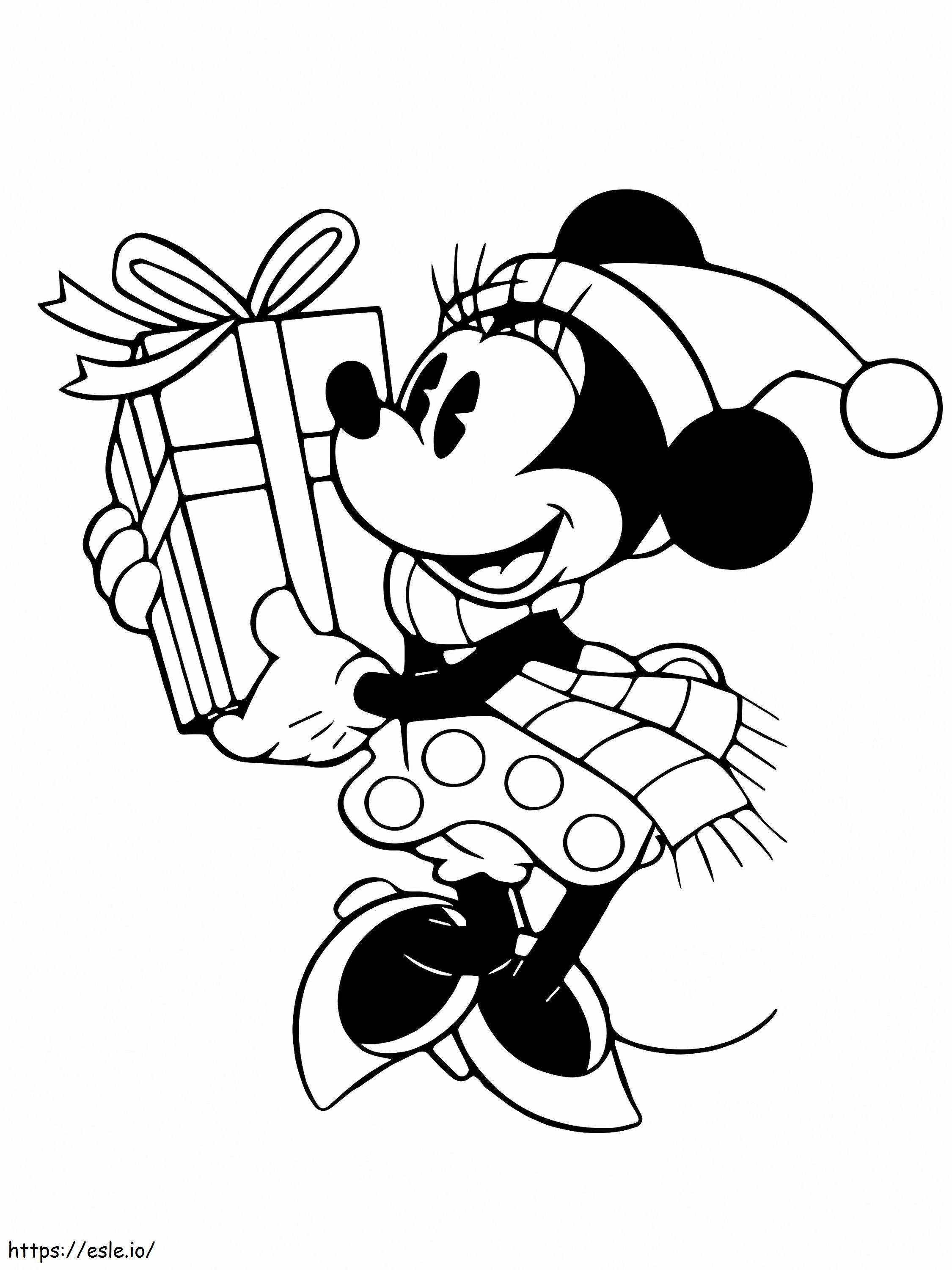 Página para colorir de Natal da caixa do Mickey Mouse para colorir