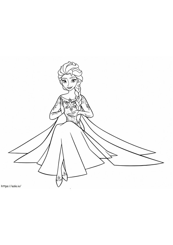 Elsa istuu värityskuva