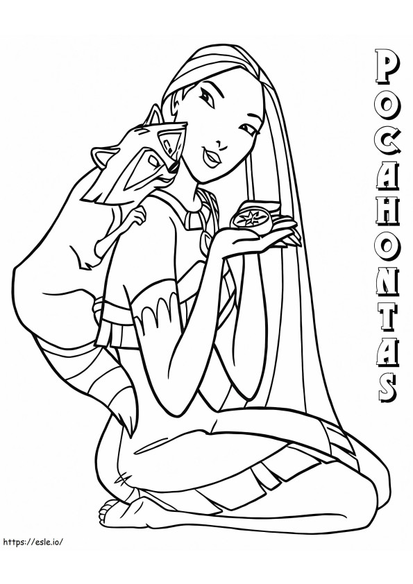 Coloriage Pocahontas avec Flit et Meeko 3 à imprimer dessin