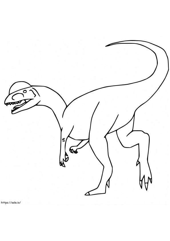 Dilophosaurus kävely värityskuva