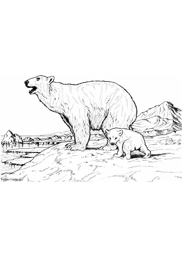 Mother And Son Scaled Polar Bear coloring page