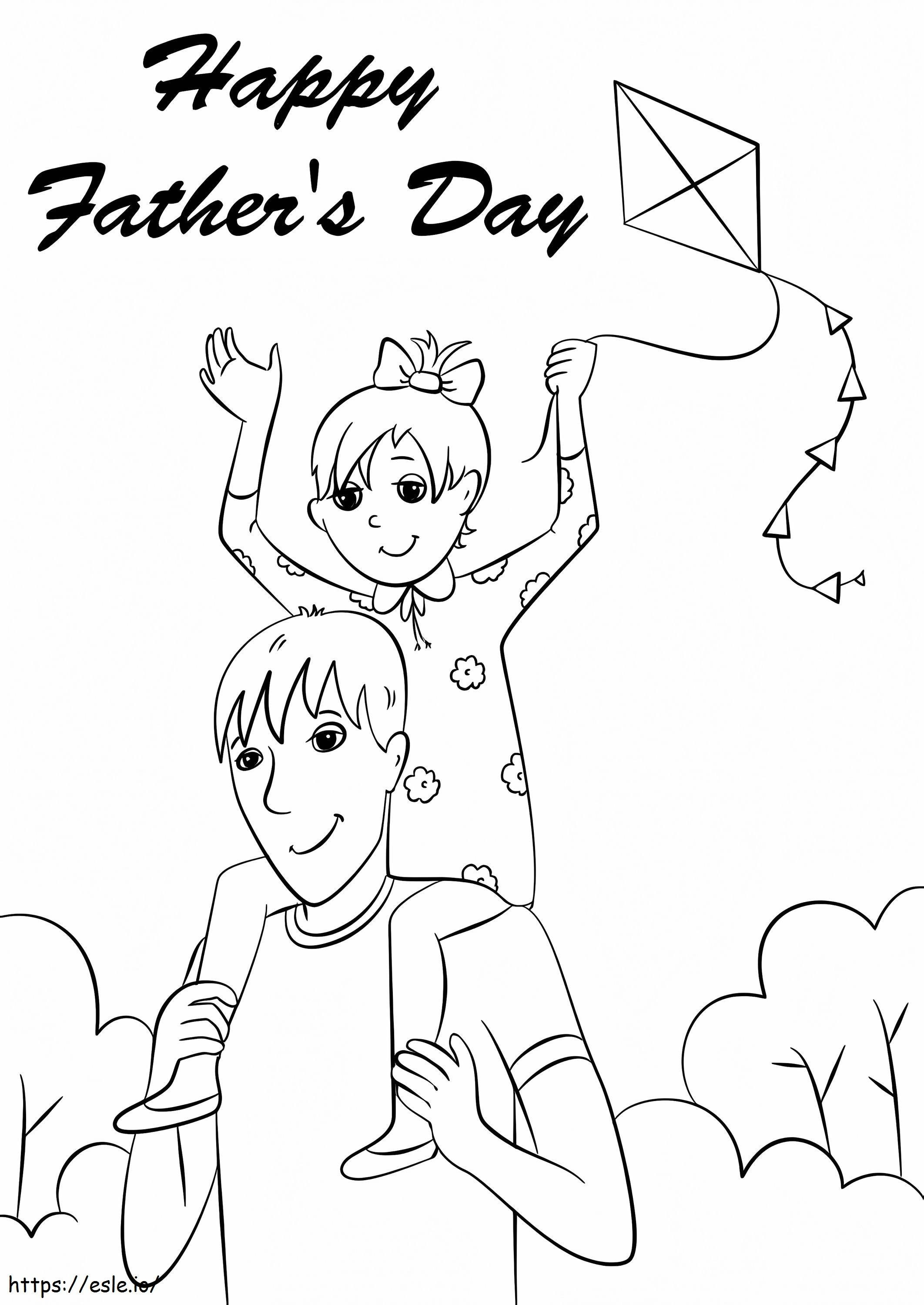 幸せな父の日 1 ぬりえ - 塗り絵
