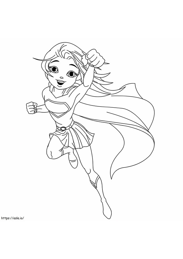 Happy Supergirl coloring page