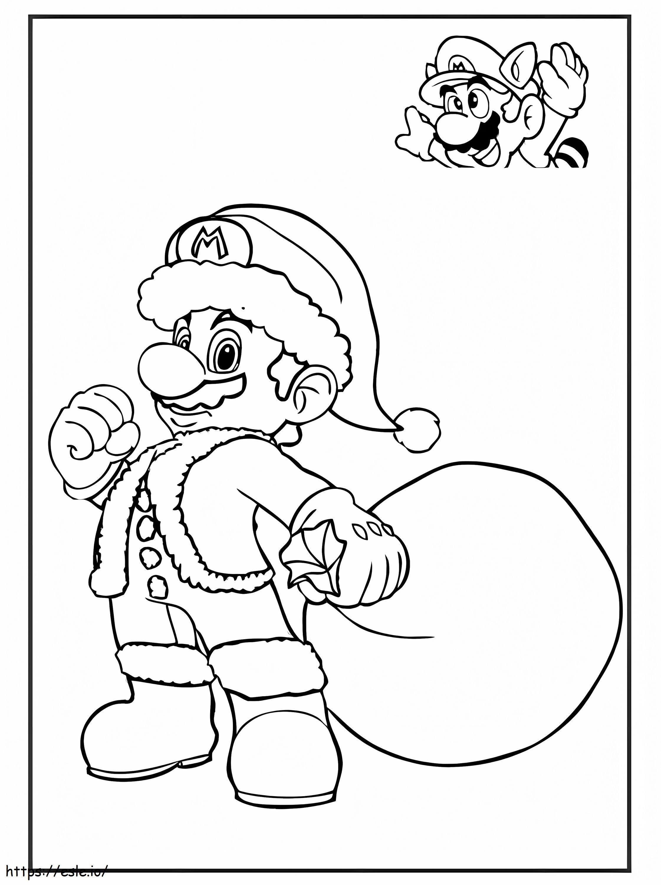 Kerstman Mario kleurplaat kleurplaat