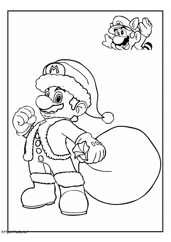 Kerstman Mario kleurplaat