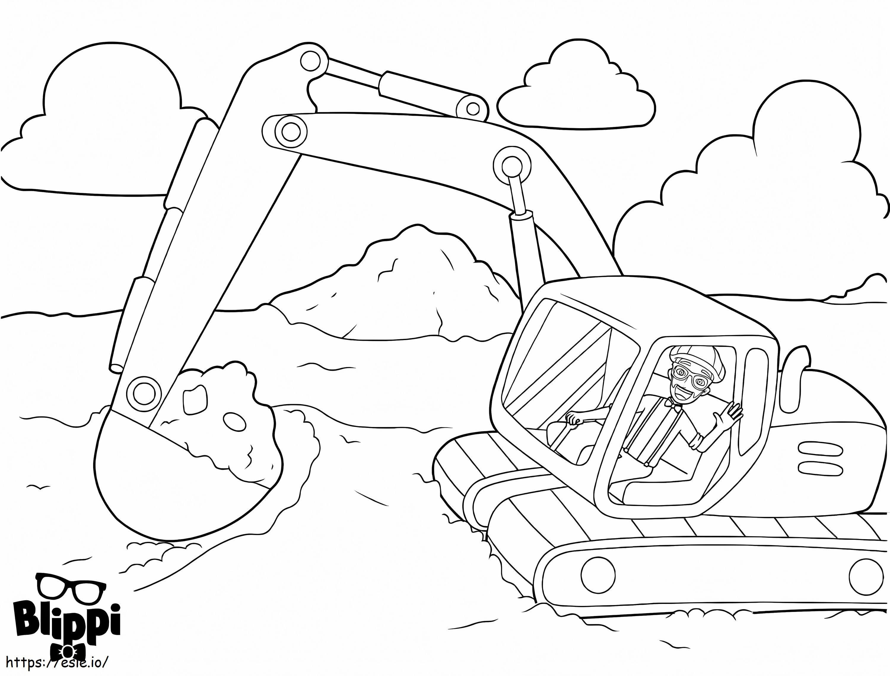 Blippi Driving Excavator coloring page