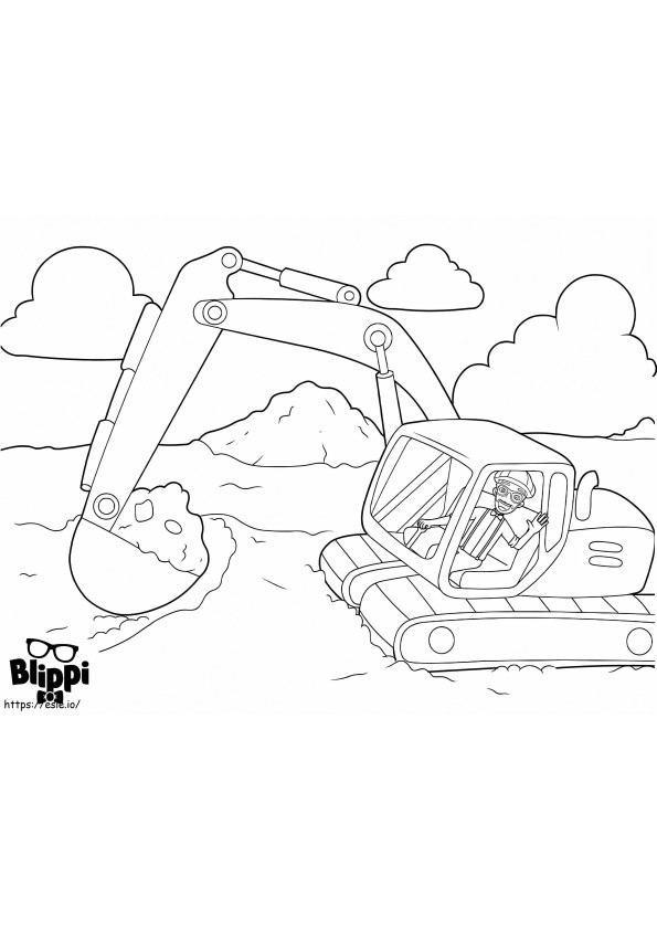Blippi Driving Excavator coloring page