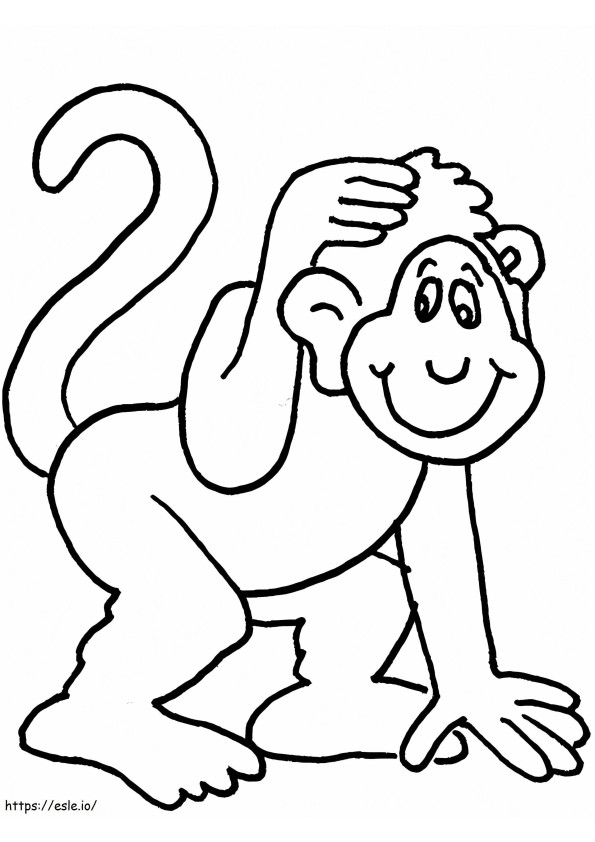 笑顔の猿 ぬりえ - 塗り絵
