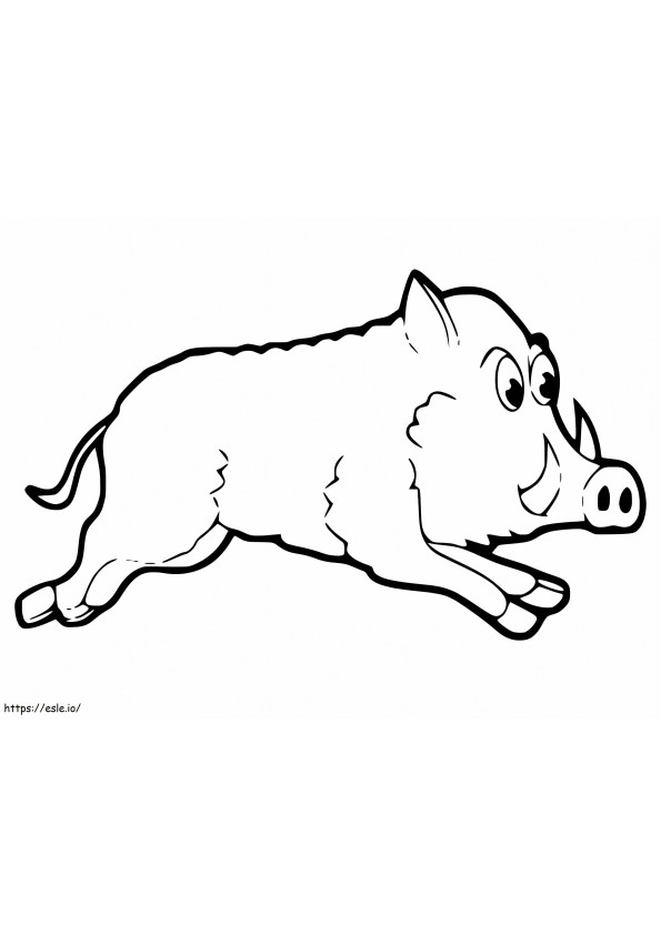 Cartoon Wild Boar Running coloring page