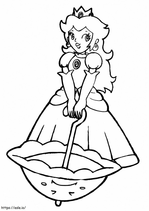 Dibujo de la princesa Peach con paraguas para colorear