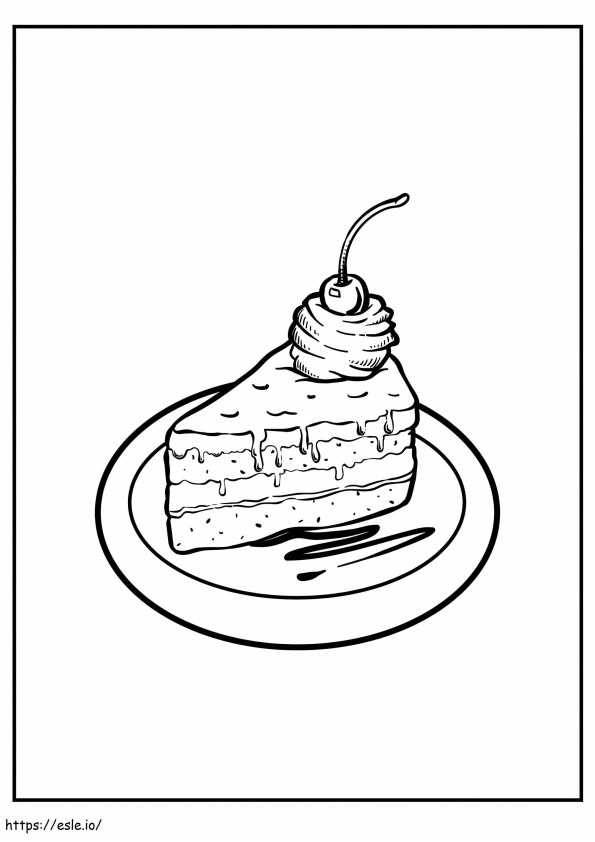Piece Of Birthday Cake And Strawberry coloring page