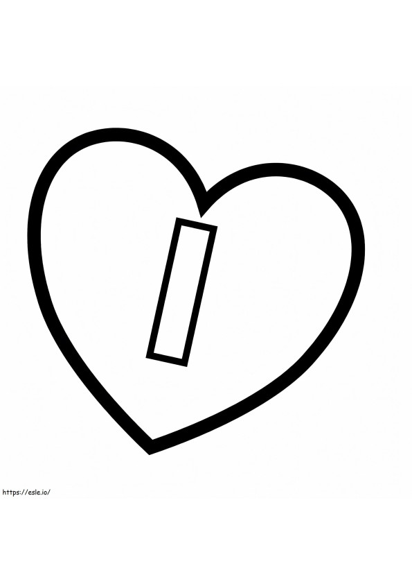 Letter I In Heart coloring page